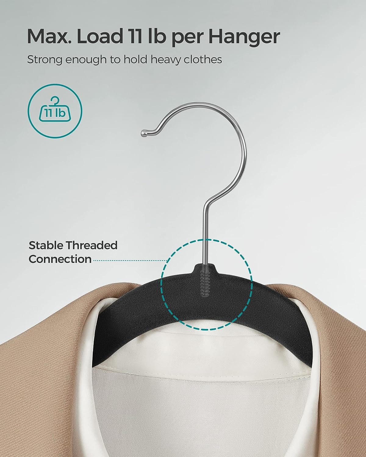 Velvet Hangers 50 Pack, Non-Slip Clothes Hangers, with Shoulder Notches, Pants B