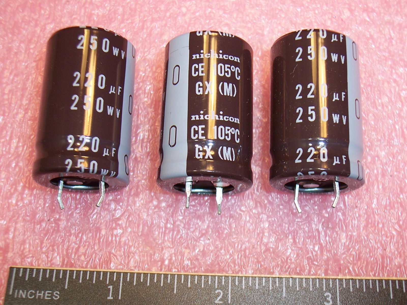 QTY (10) 220uf 250V 105' SNAP-IN ALUMINUM CAPACITORS 22x35 LGX2E221MHSZ NICHICON