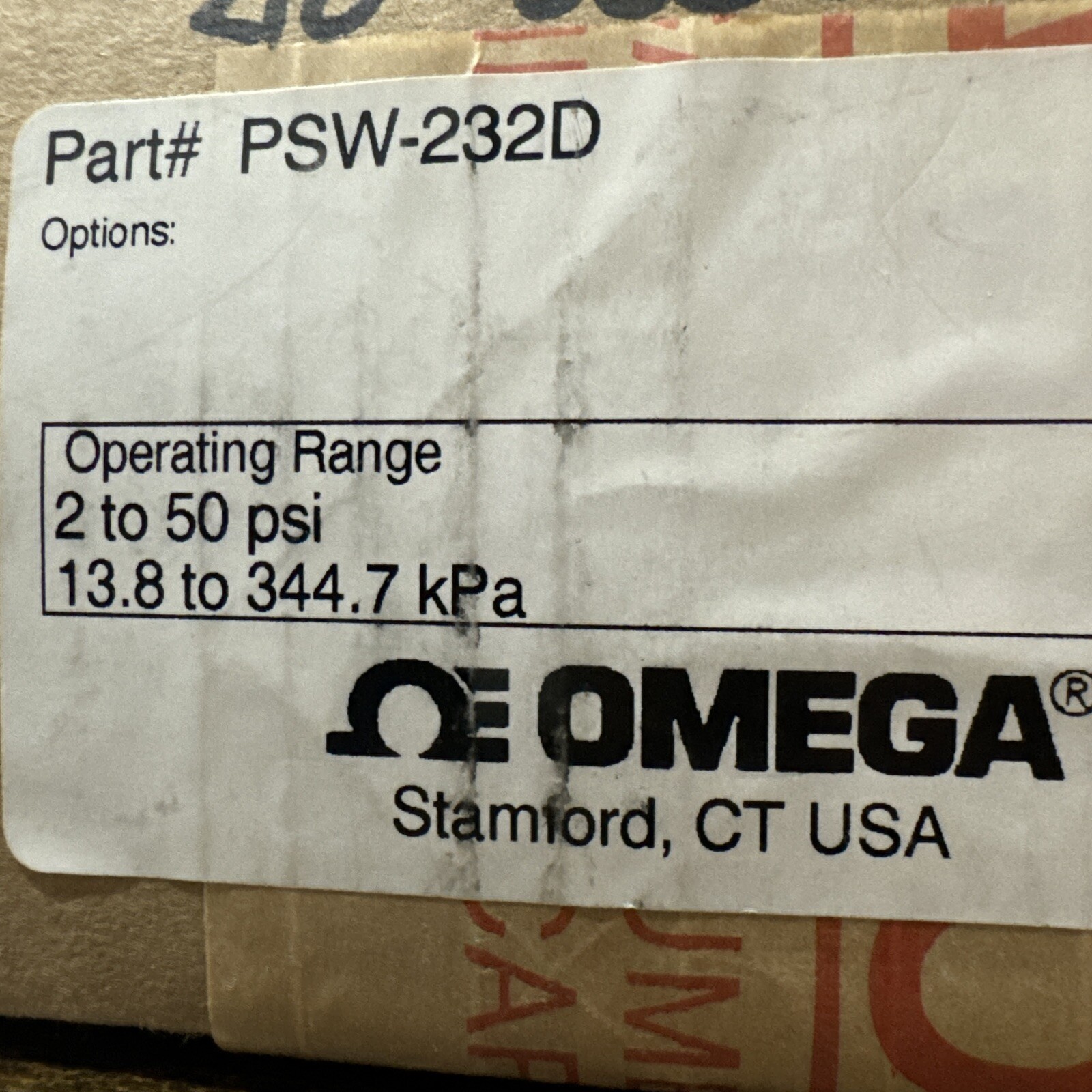 OMEGA ENGINEERING PSW-232D PRESSURE SWITCH, 200 SERIES. BRAND NEW . ** FROM US**
