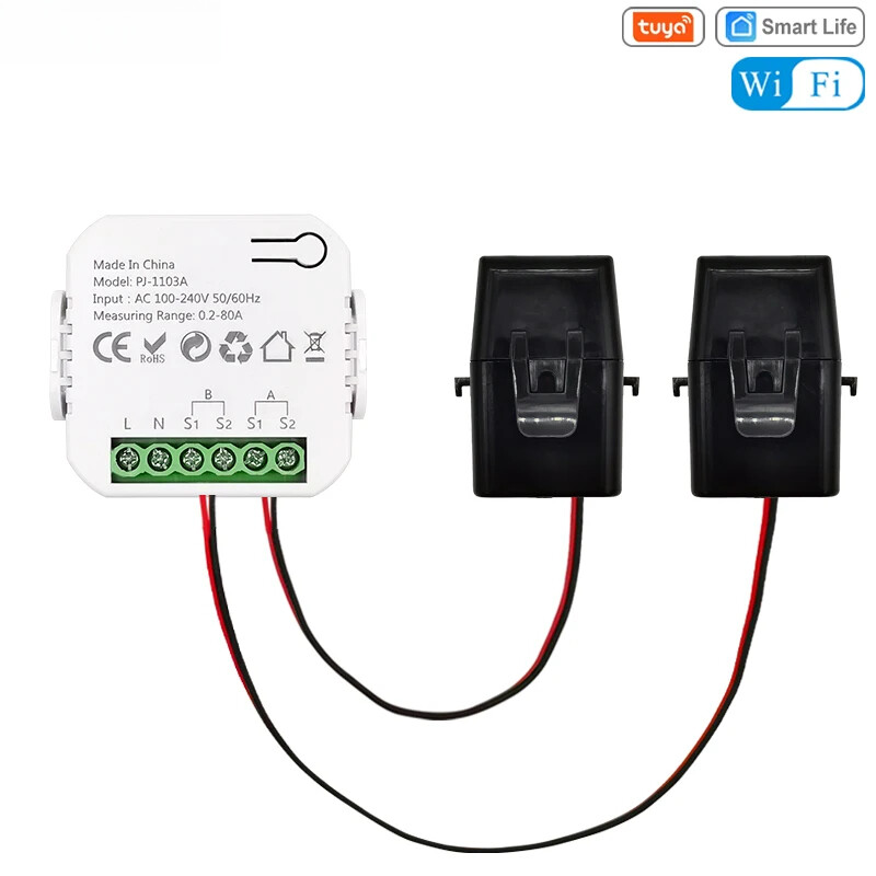 Tuya Smart Life WiFi Energy Monitor Bidirection 1/2 Channel w/ Clamp App Monitor