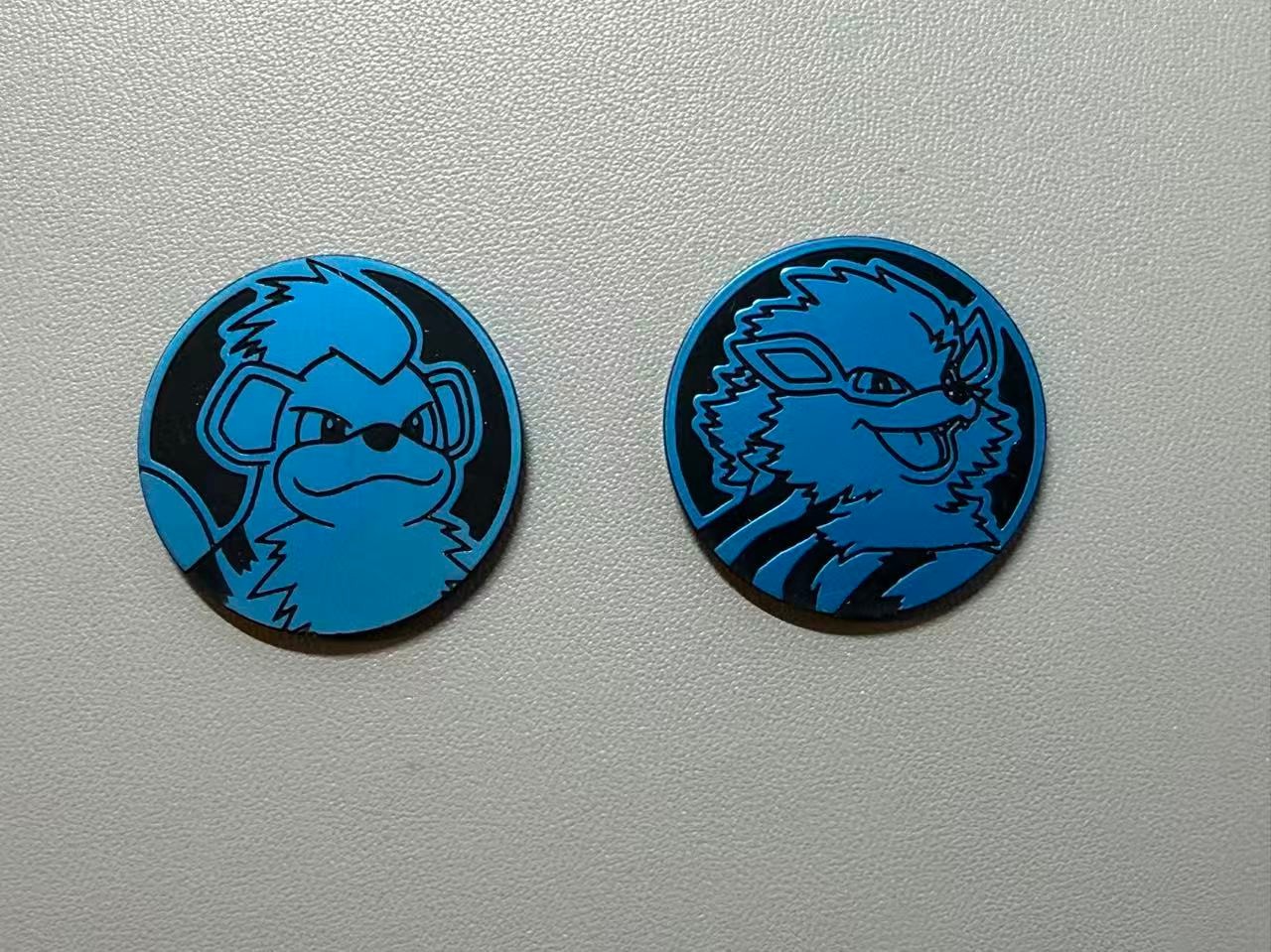 Pokemon TCG Growlithe&Arcanine  plastic Medal Blue 151 Chinese