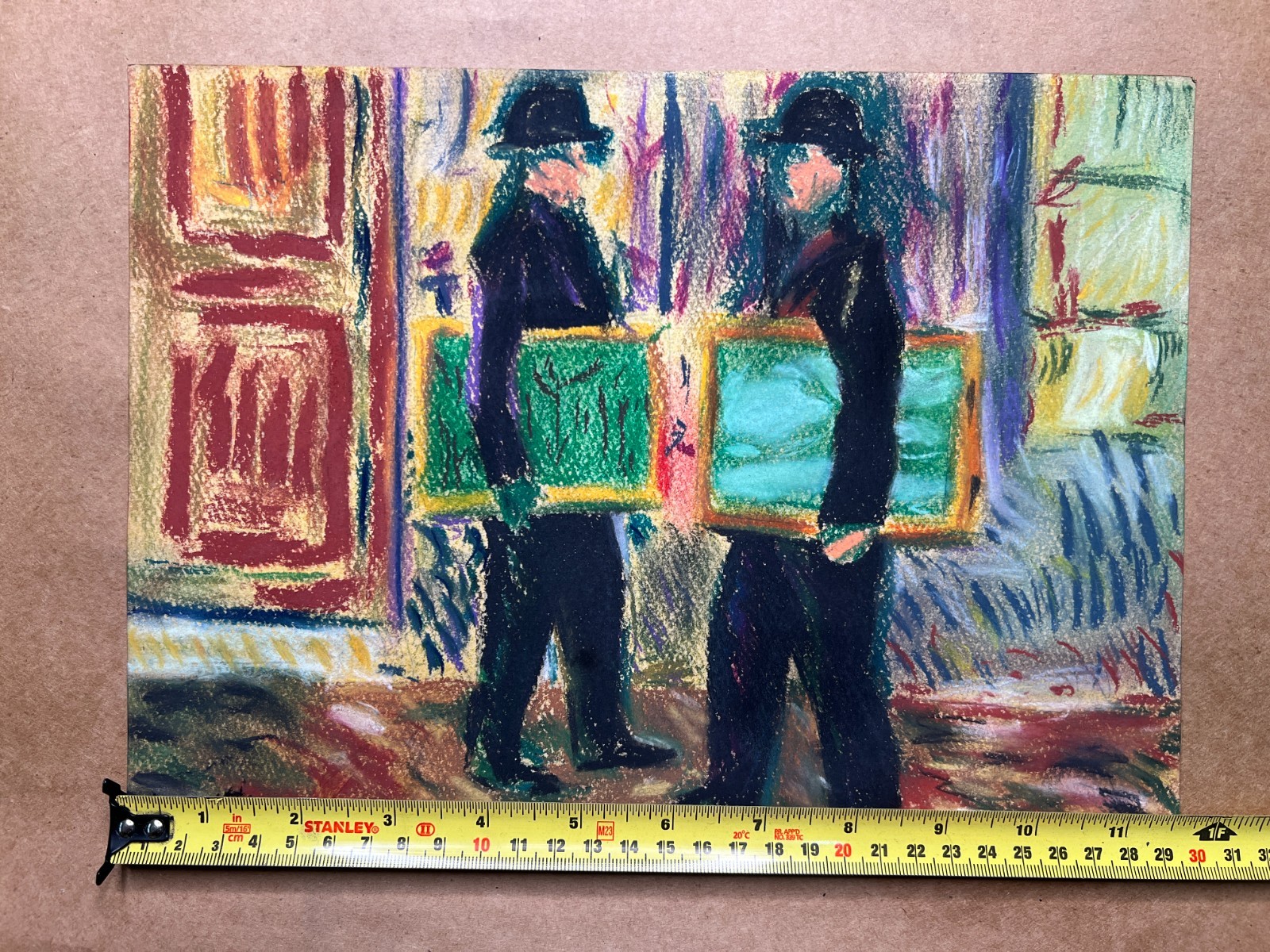 Rene Magritte (Handmade) Drawing On old Paper Signed & Stamped Mixed Media