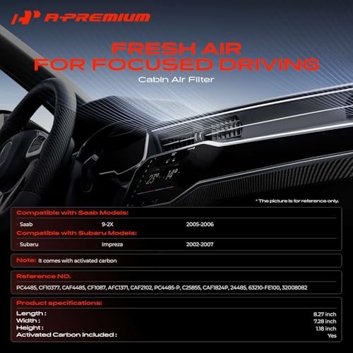 Cabin Air Filter with Activated Carbon Compatible with Subaru Impreza 2002
