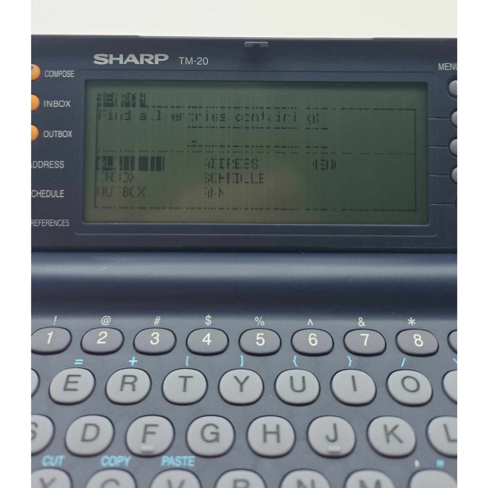 Sharp TM-20 Wizard PocketMail PDA Organizer Powers On LCD Display Issue Read
