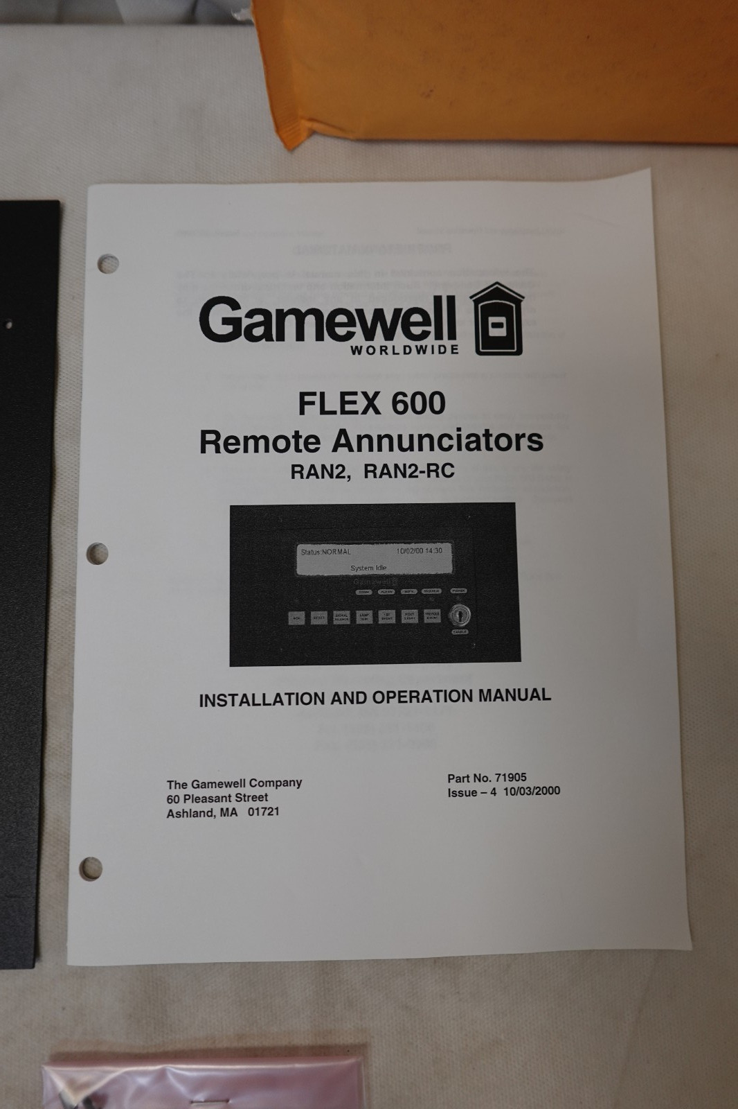GAMEWELL FIRE ALARM FLUSH MOUNT REMOTE ALPHANUMERIC DISPLAY HARDWARE GWRAN2-F