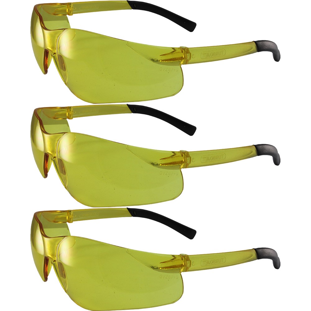 Global Vision Lot of 3 Pair Turbojet Yellow Lens Safety Glasses Sunglasses Z87.1