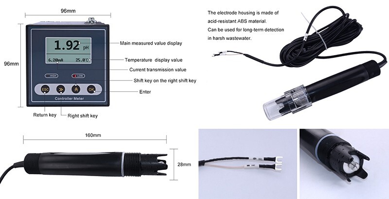 PH Meter Industrial pH Controller Meter with Range 0-14pH Accuracy ±0.02pH