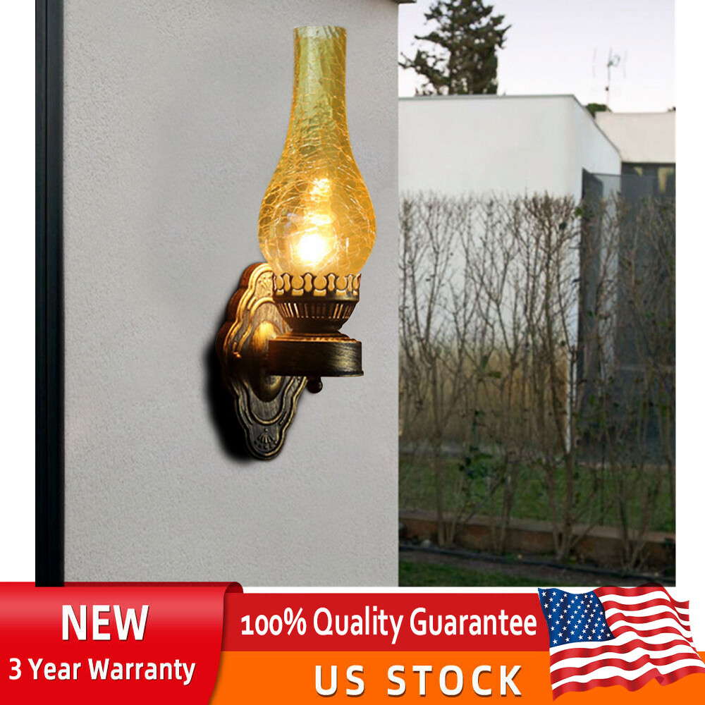 Retro Wall Sconce Light Indoor + Out Antique Lamp Vintage Rustic Lantern Fixture