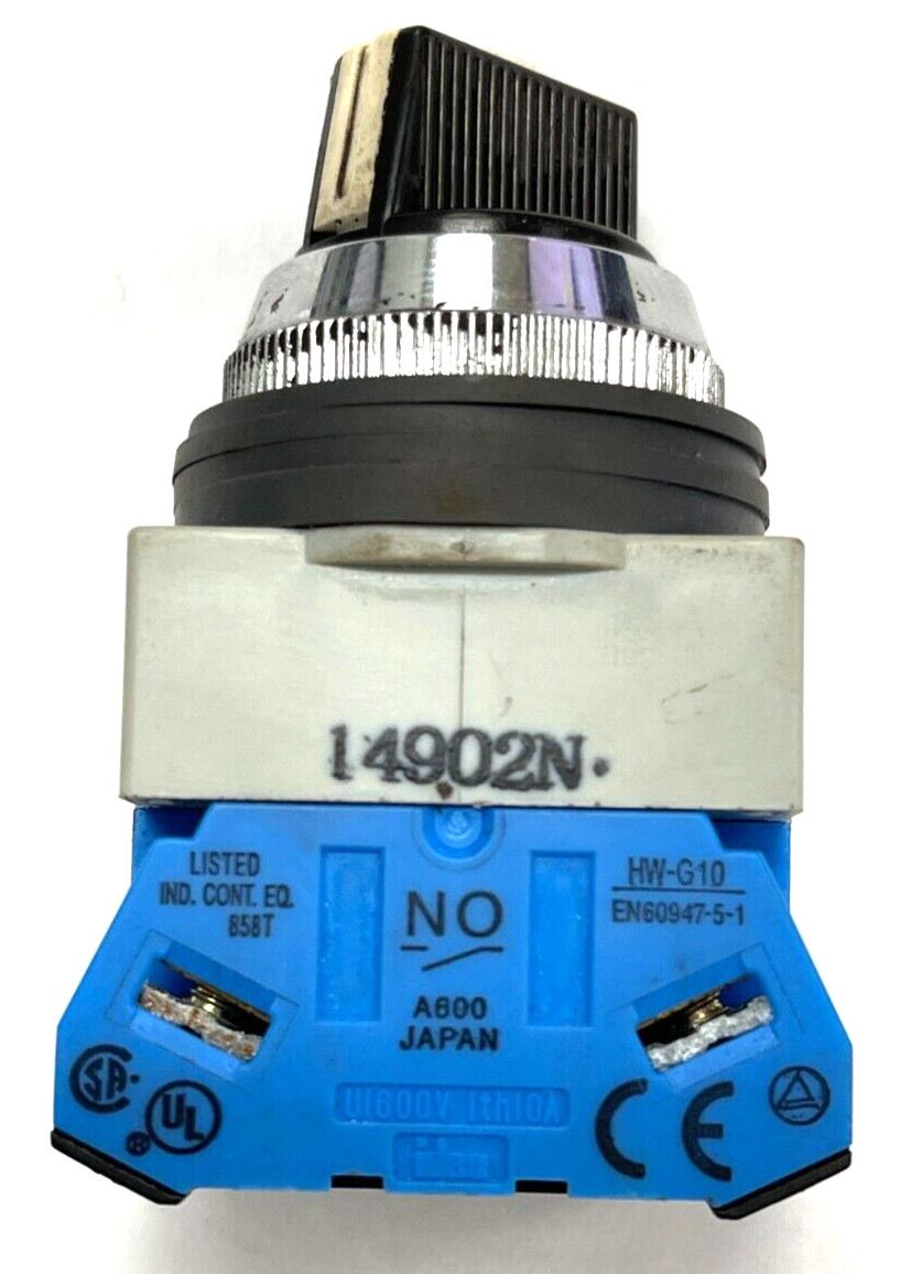IDEC SELECTOR SWITCH ASS-0201 22MM 2 POSITION W/ IDEC NO & NC CONTACT BLOCK