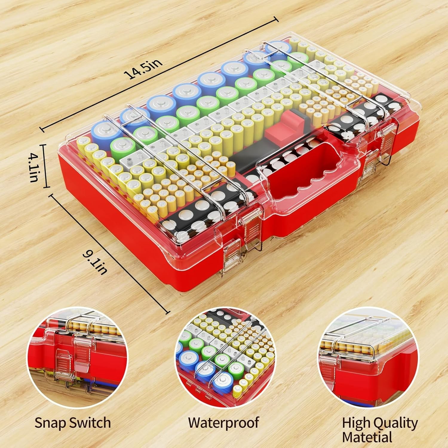 Stylish Battery Keeper with Tester - Large 280+ Capacity, Perfect for Home Use