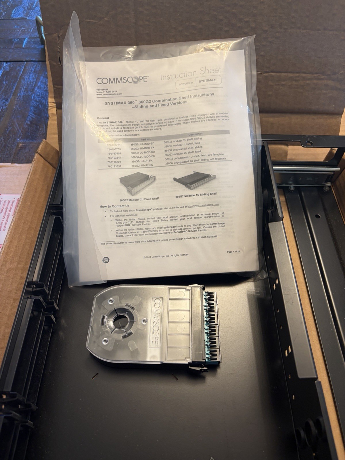 CommScope Systimax 360G2-2U-MOD-SD Sliding Cassette Shelf Distribution Panel