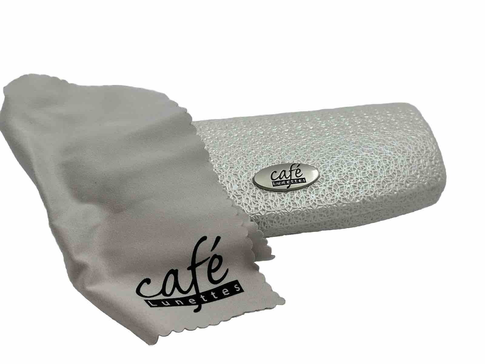 NEW Café Pearl White Texture Hard Clamshell Eyeglasses Case