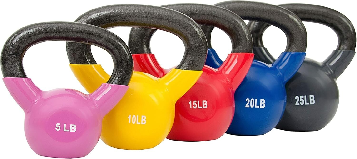 5/10/15/20/25LBS Kettlebell Vinyl Coated Kettlebell for Strength Weight Training