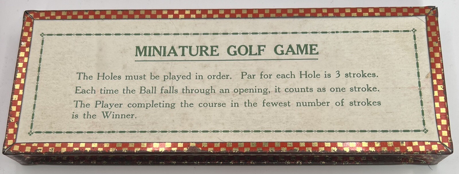 Vintage Tin Litho Miniature Handheld Golf Game - Rare! Inside VG, Case has Rust