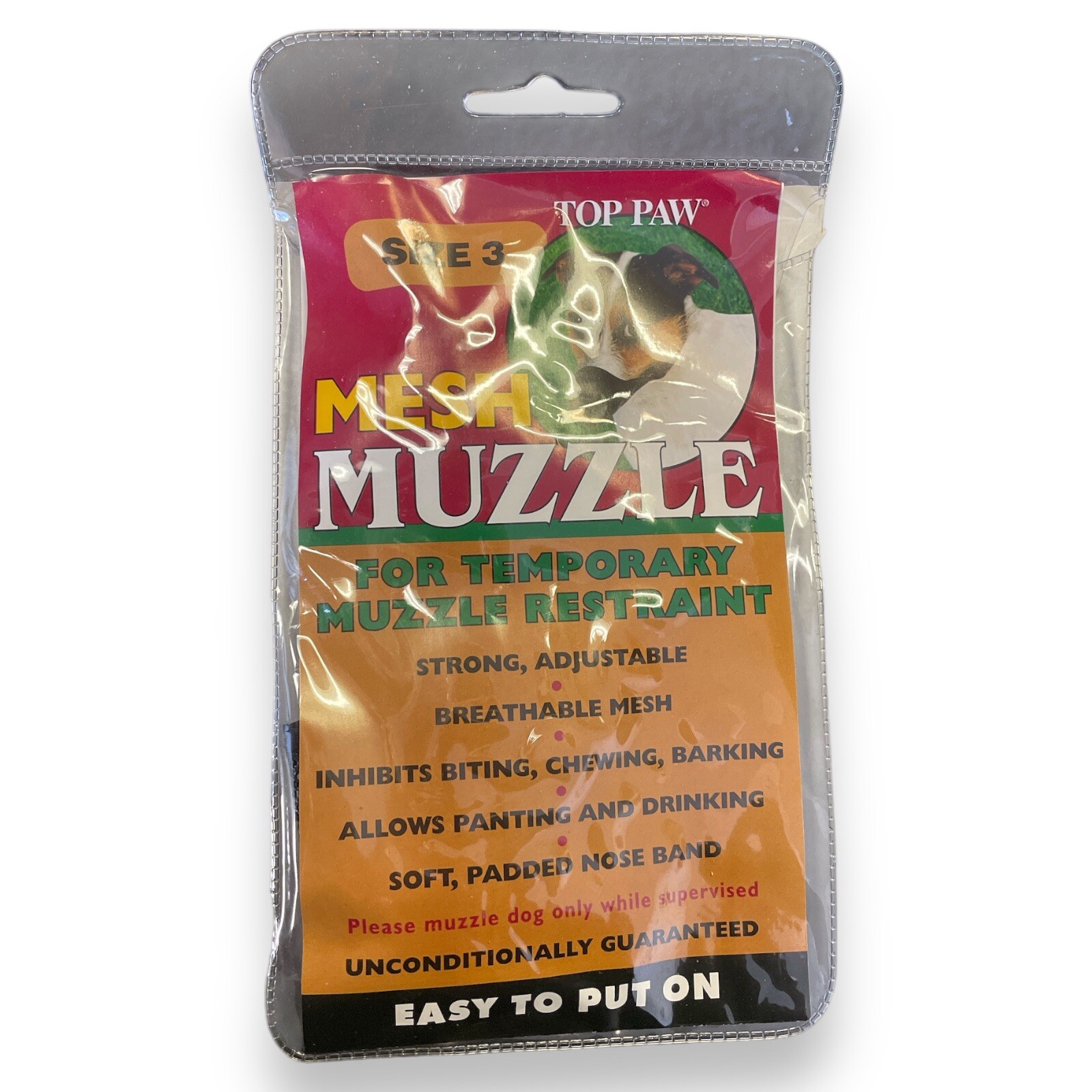 Adjustable Mesh Muzzle Restraint for Dogs Size 3 (12-24Lbs) Top Paw NEW