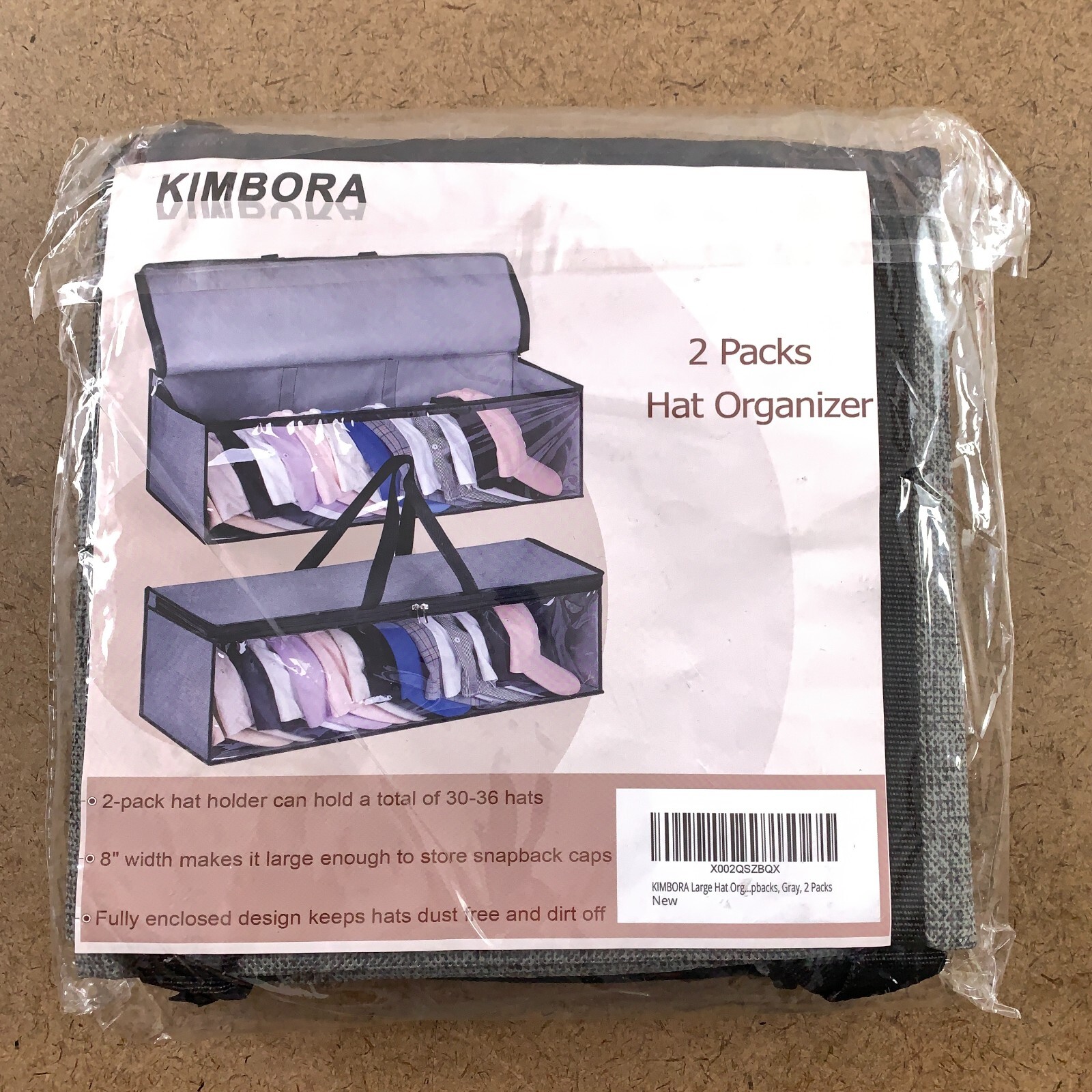 KIMBORA 8" Width Gray 2 Pack Hat Organizer Bags NWT