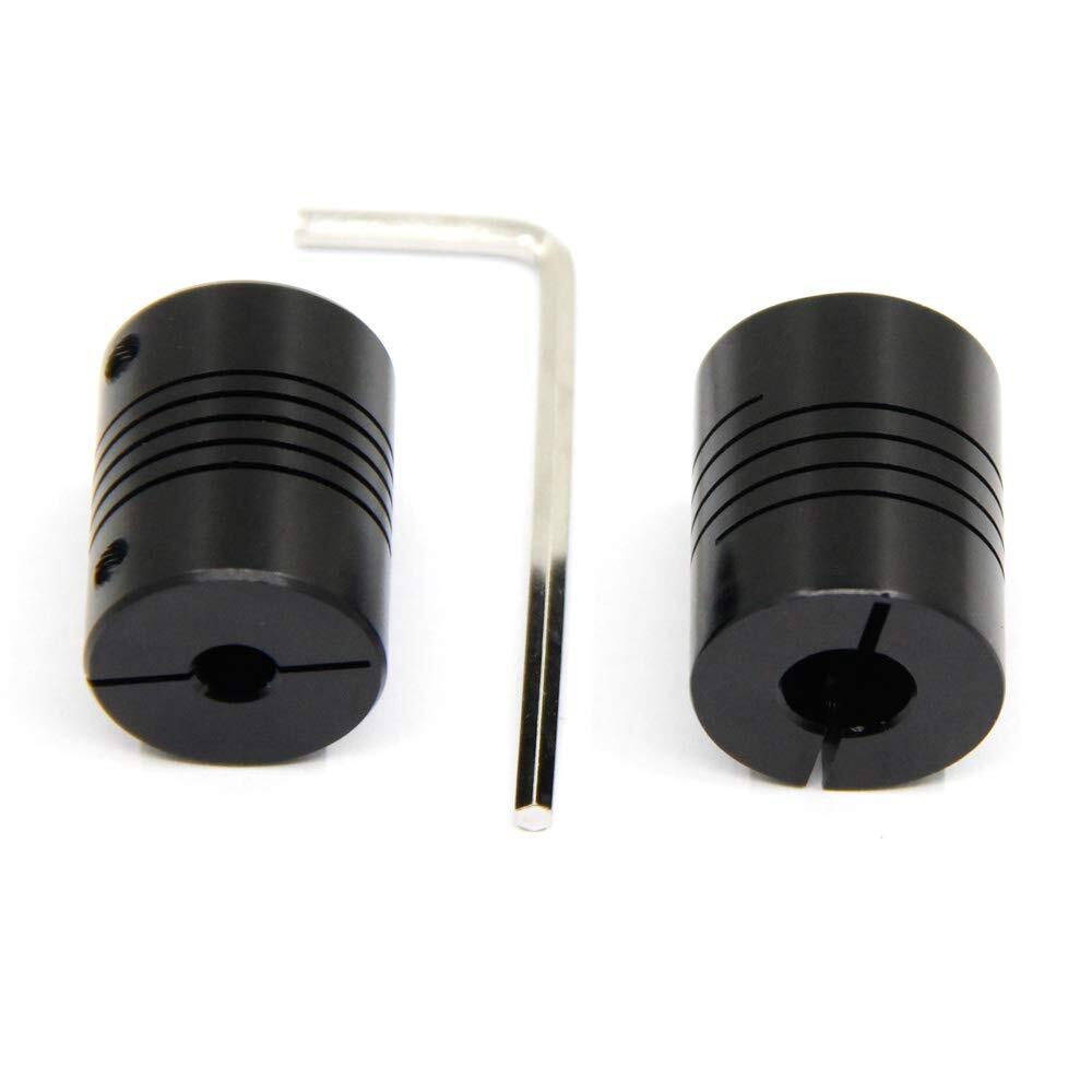 2pcs Black 6.35mm To 8mm Flexible Shaft Coupling 25mm Length 20mm Diameter For S