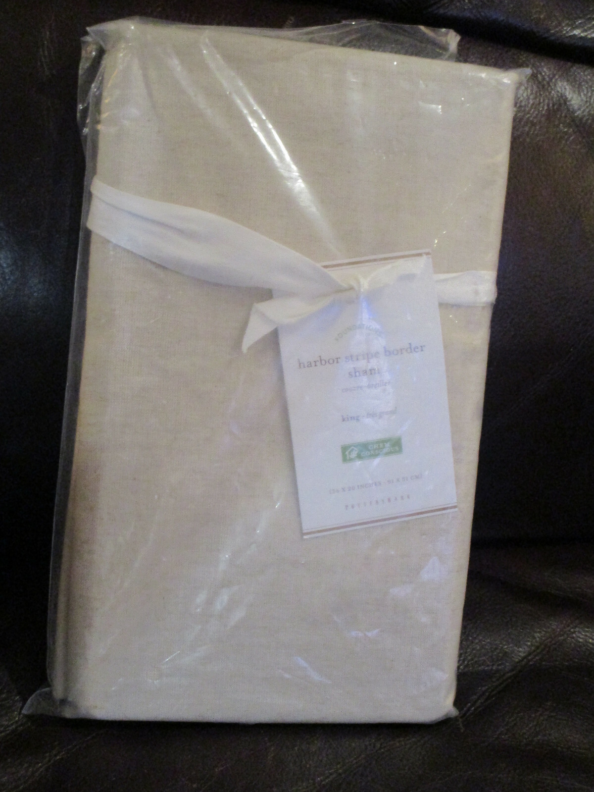 POTTERY BARN HARBOR STRIPE BORDER KING PILLOW SHAM NEW