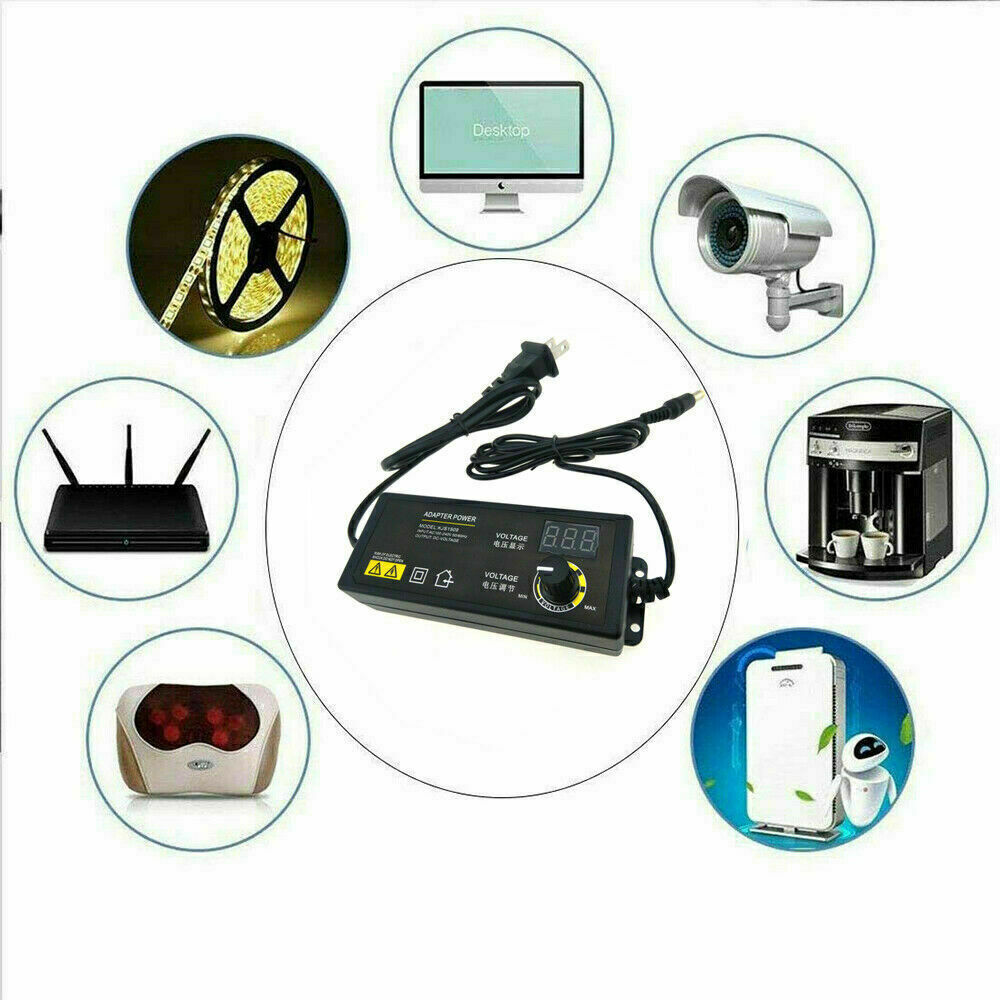 Adjustable Voltage Power Supply 3-24V w/ LCD Display AC / DC Switch Adapter US