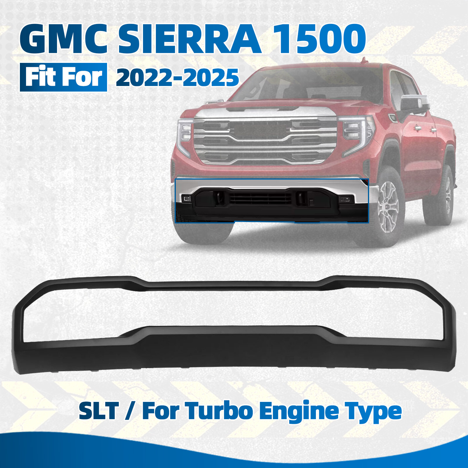 For 2022-2026 GMC Sierra 1500 Front Bumper Lower Open Skid Plate Valance Gray