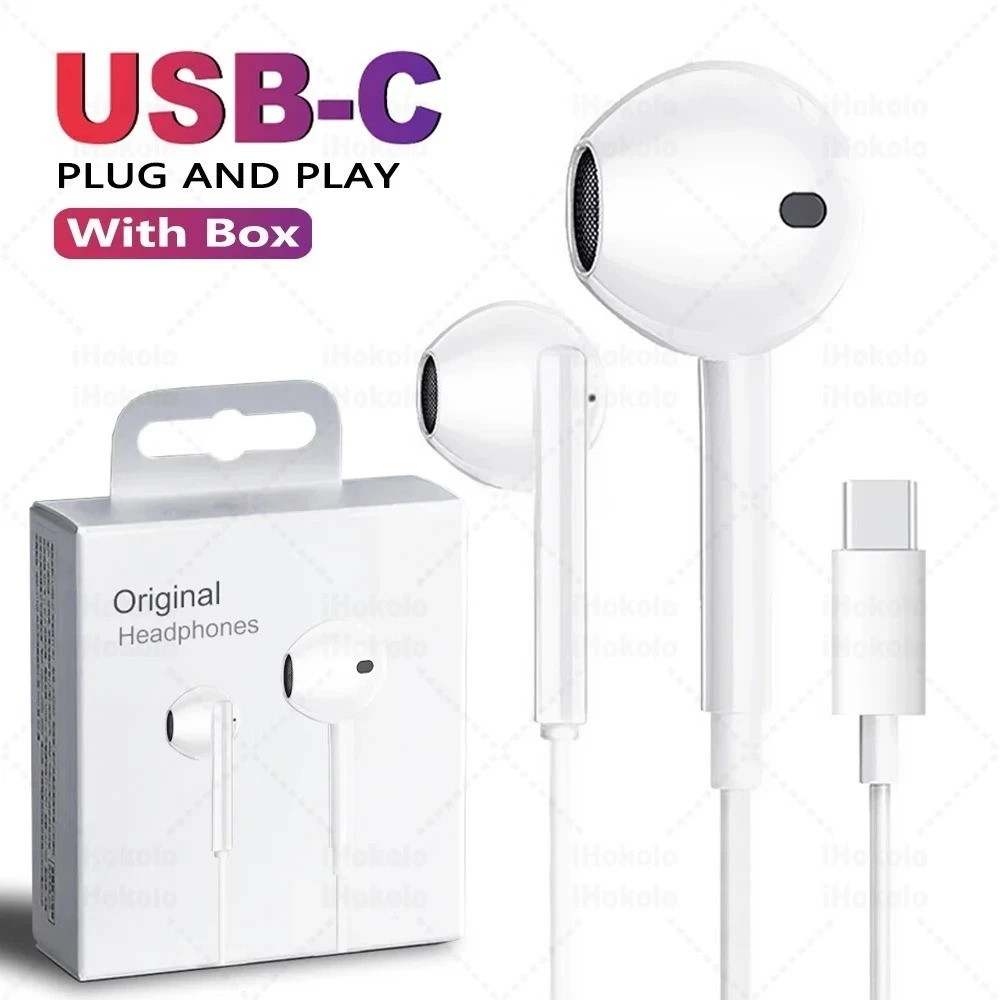 OEM USB-C EarPods Earphones for iPhone 16 15 14 13 11 12 Pro Max 3.5MM
