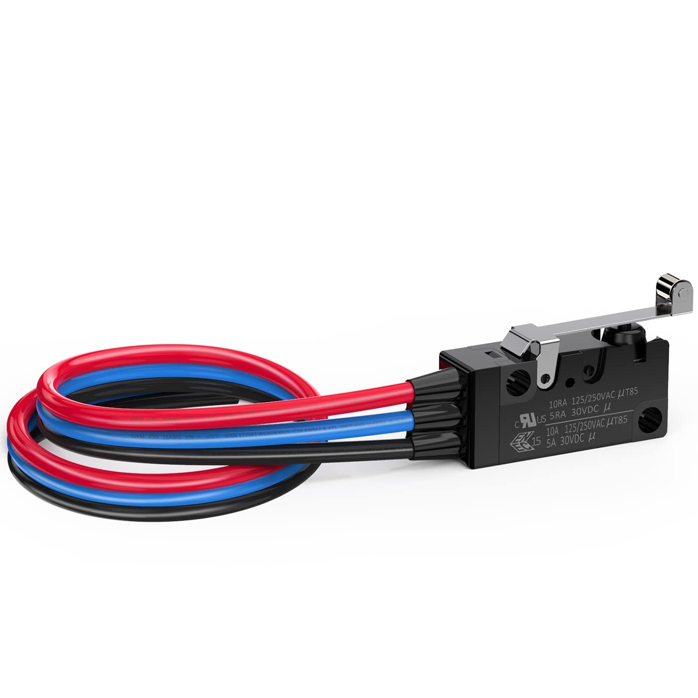 DIYhz Waterproof Momentary Hinge Roller Lever Micro Switches with Line 1 PC