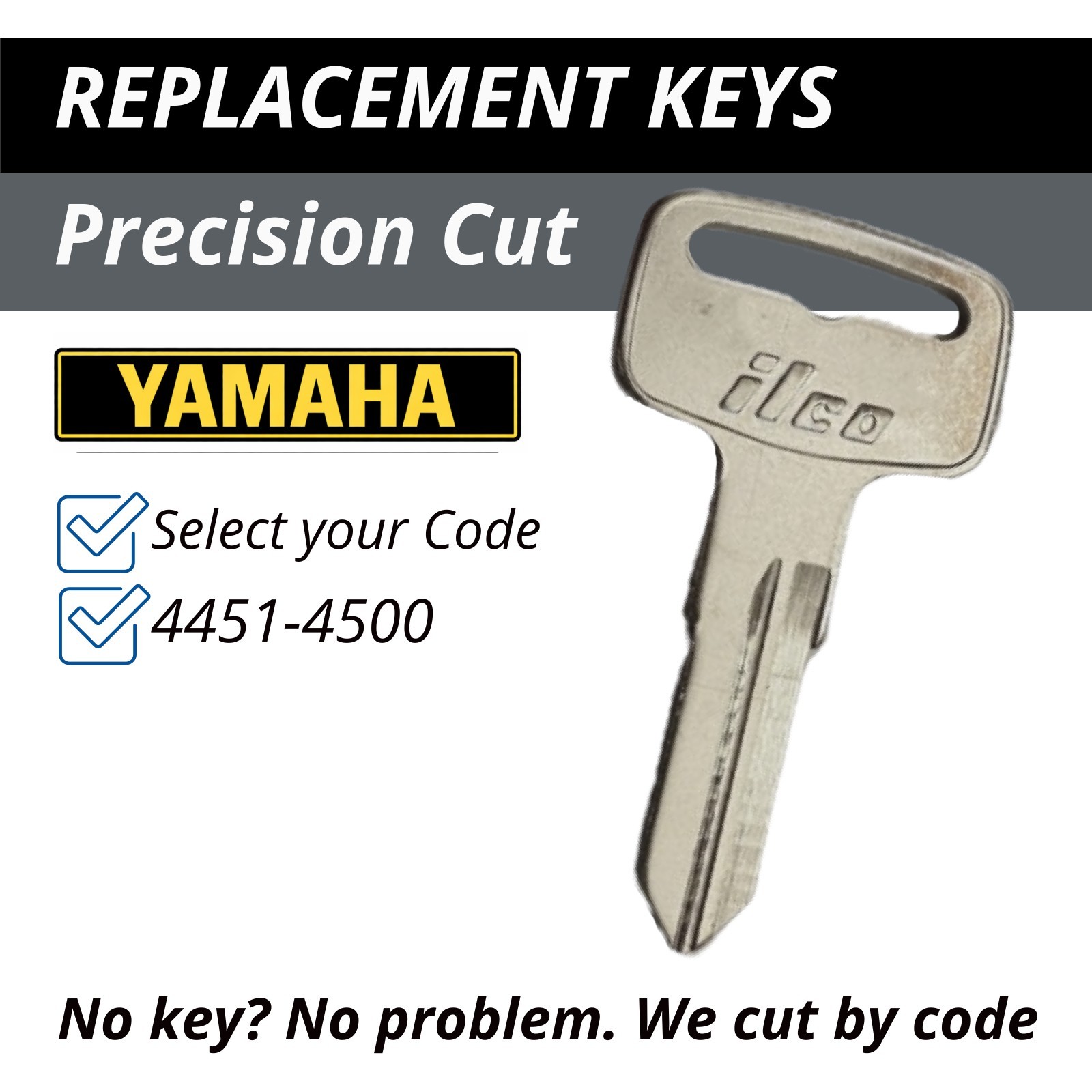Yamaha Motorcycle Keys XS650 XS750 XS850 QT50 Riva Key Cut to Code 4451-4500