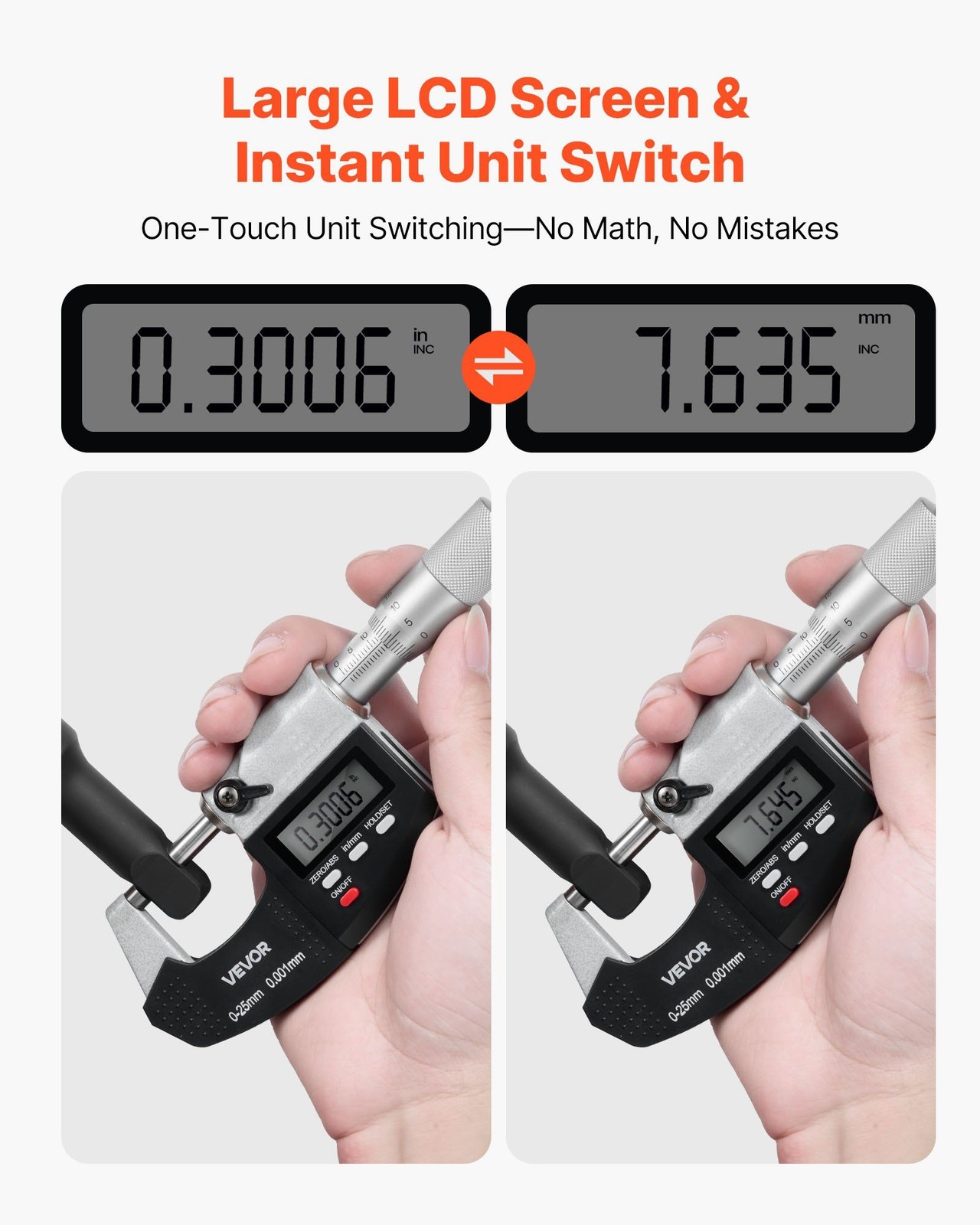Digital Micrometer Set 0-1" LCD Ultra-Precision Carbide Tip Case