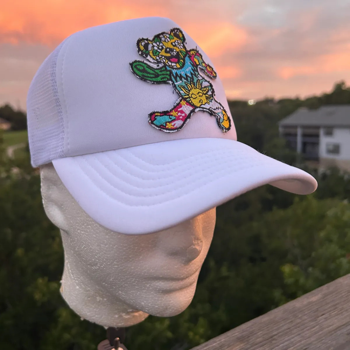 Grateful Dead "Post Malone Bear" Foam Trucker - White