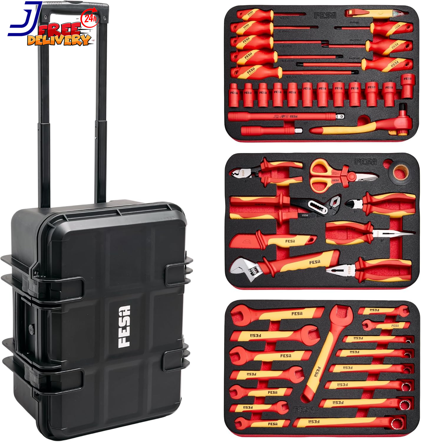 Electrician Insulated Tool Set 50-Piece 1000V Insulated Tool Kit with a Rolling