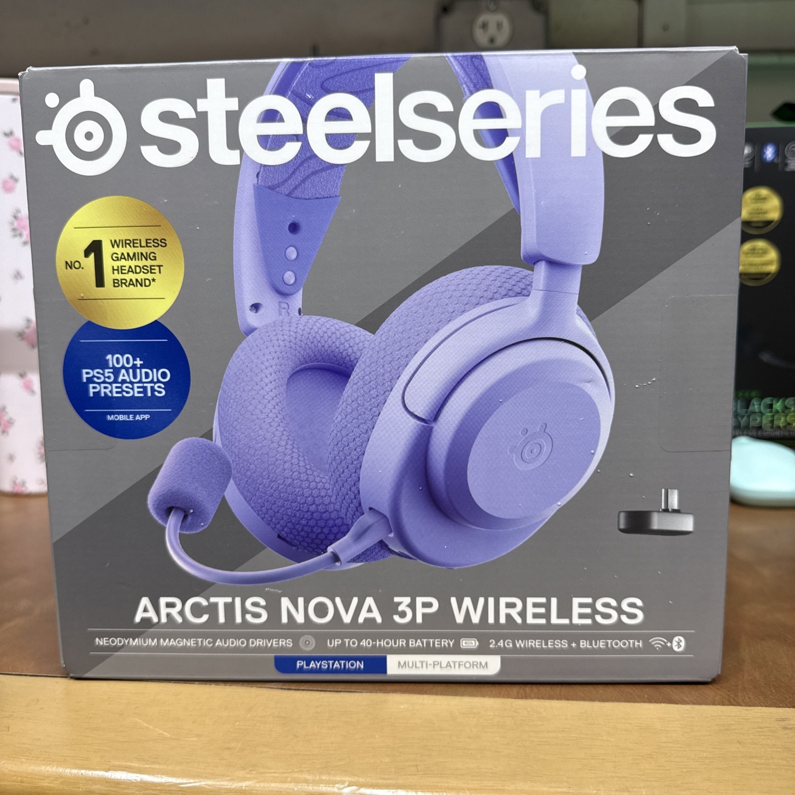 New Steelseries Arctis Nova 3P Wireless Over-Ear Bluetooth Headphones Purple