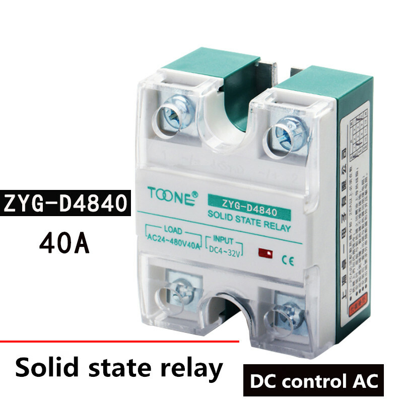 ZYG-D4840 single-phase solid state relay DC4-32V DC-AC AC24-480V 40A SSR-40DA