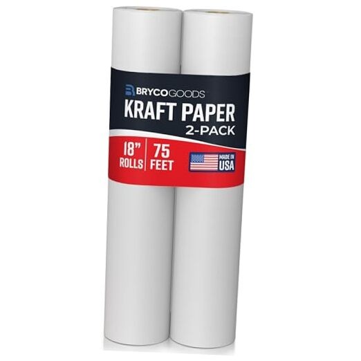 Kraft Paper Roll - 18” x 75’ (900”) - Pack of 2 - White Easel Paper for