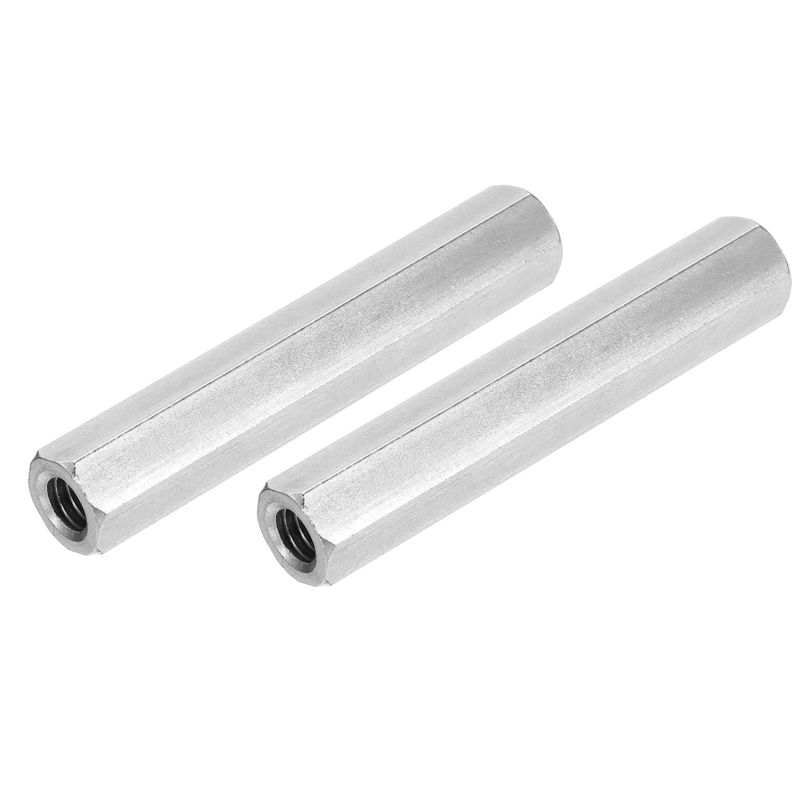 2Pcs UNC 1/4"-20 x 60mm 304 Stainless Steel Hex Threaded Rod Coupler Nut