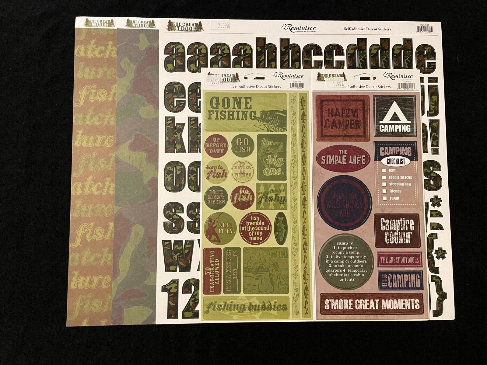 REMINISCE "THE GREAT OUTDOORS" 12X12 SS PAPERS AND EMBELLISHMENTS