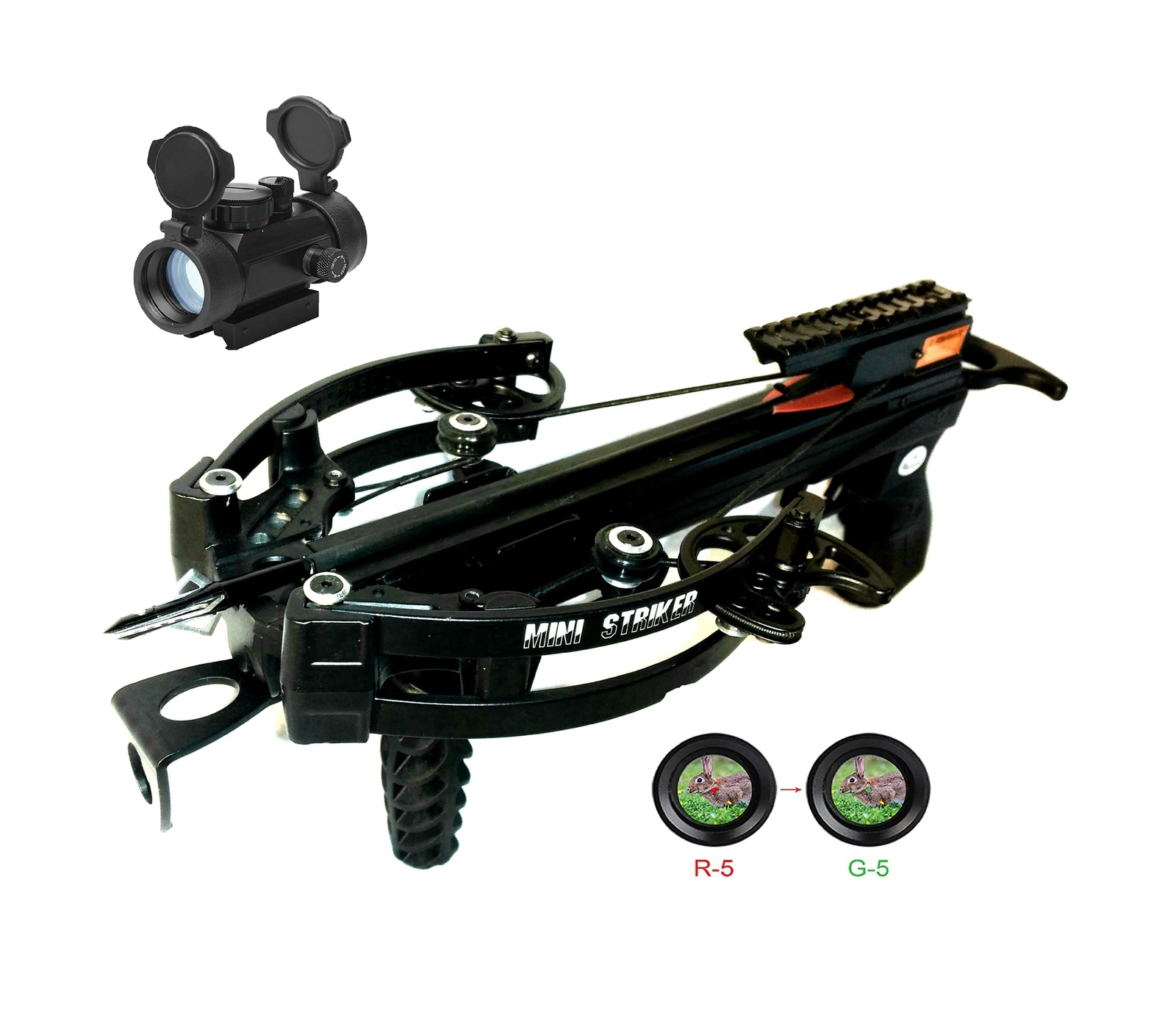 330 FPS WT-Mini Striker Narrow Limb Crossbow Pistol with 1X30 RED/Green DOT S...