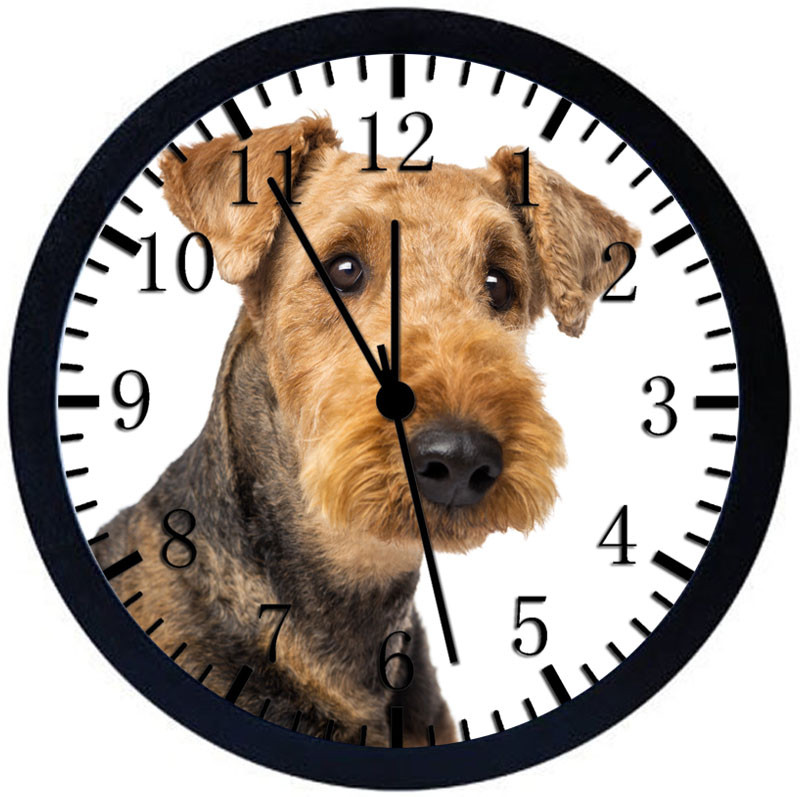 Airedale Terrier Black Frame Wall Clock Nice For Decor or Gifts E289