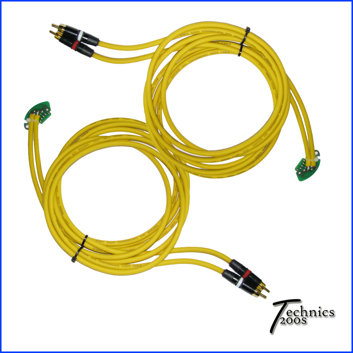 5 FT PAIR YELLOW TECHNICS 1200 1210 6FT RCA RCAS - NEUTRIK GOLD - INTERNAL GND
