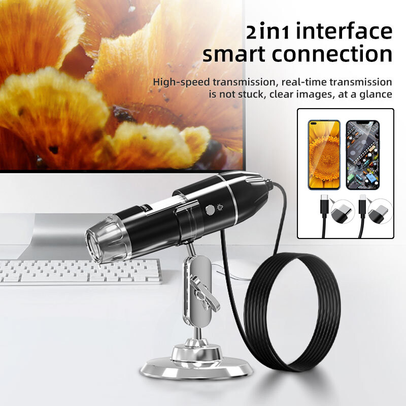 Digital Microscope 1600X Handheld Portable Type C for iPhone 16 15 Samsung s25