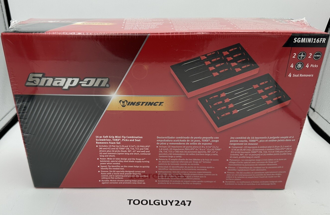 SNAP ON TOOLS  Instinct RED Soft Handled 16pc Mini Screwdriver Set SGMINI16FR +