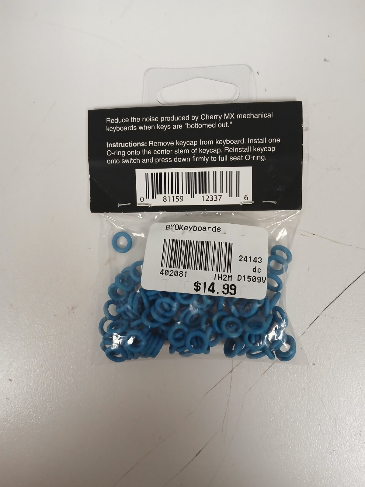 WASD Cherry MX Rubber O-rings Switch Dampeners, Blue 40A-R