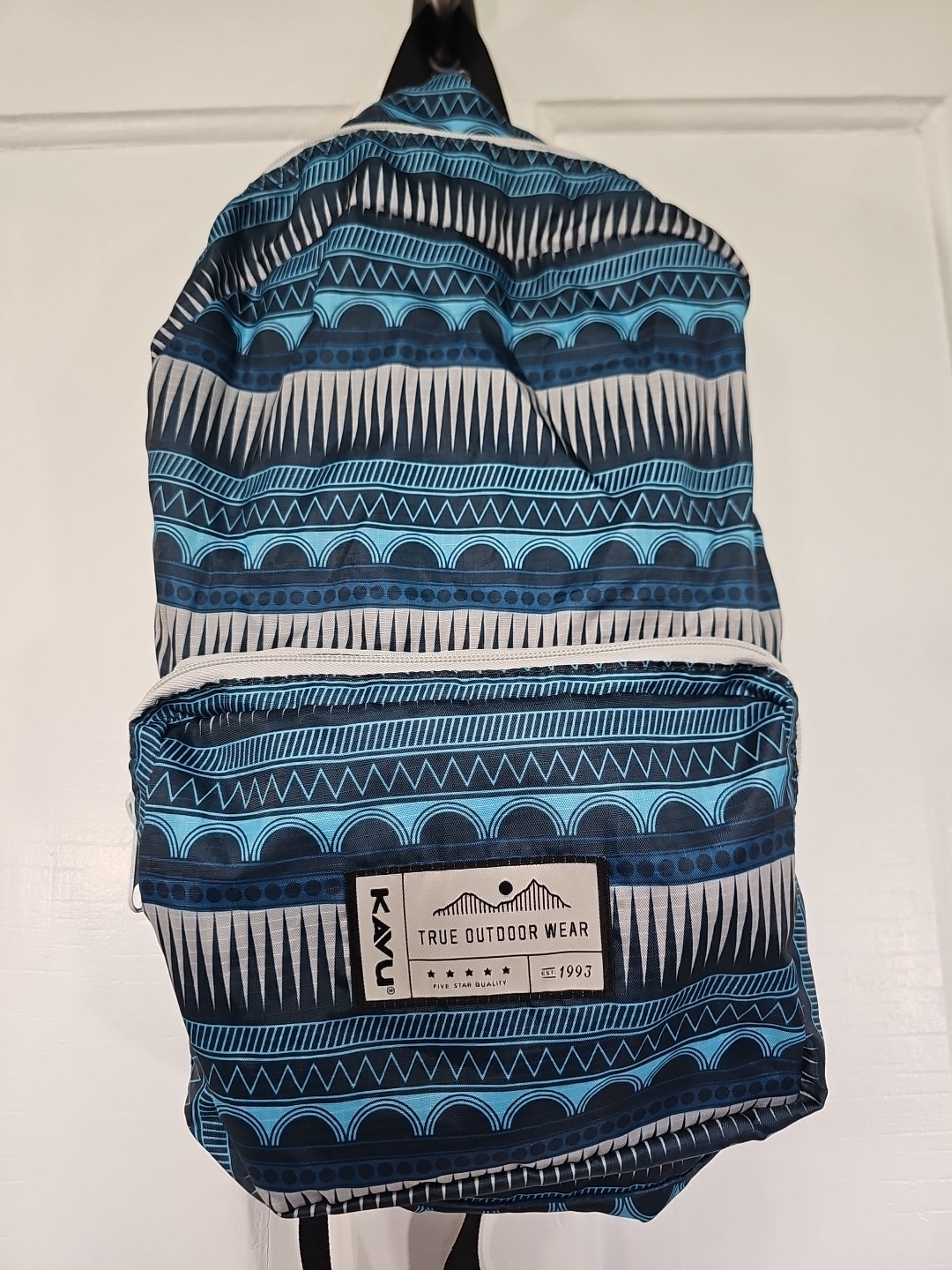 KAVU Packable Backpack Blue Grey Lightweight Travel Camp Hike Trek Outdoor