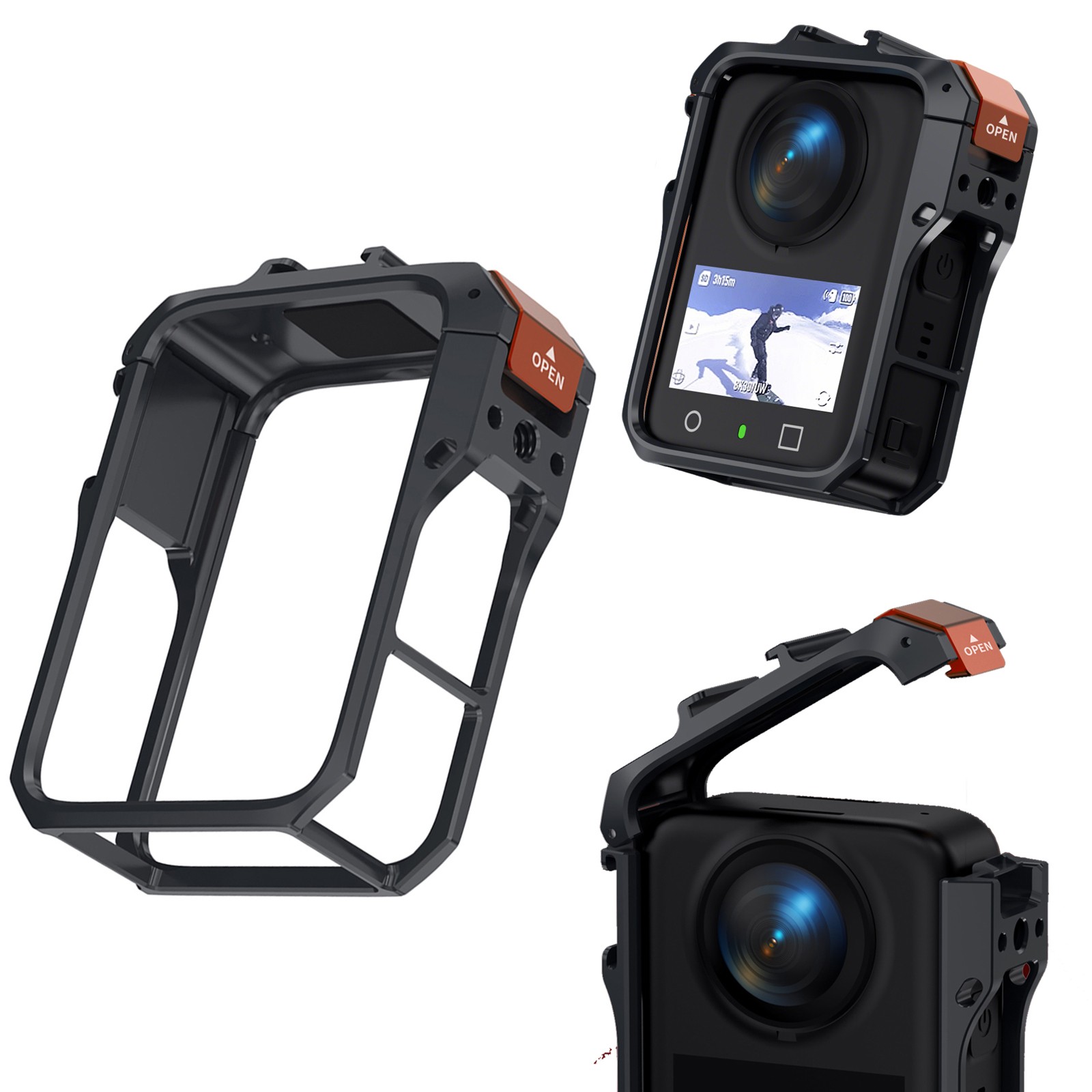 Aluminum Camera Cage Protective Metal Frame w/ Quick Release for DJI Osmo 360