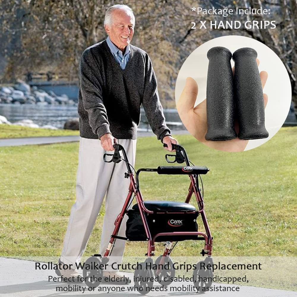 Rollator Hand Grips Replacement for Elderly & Disabled - Rolling Walker Handl...