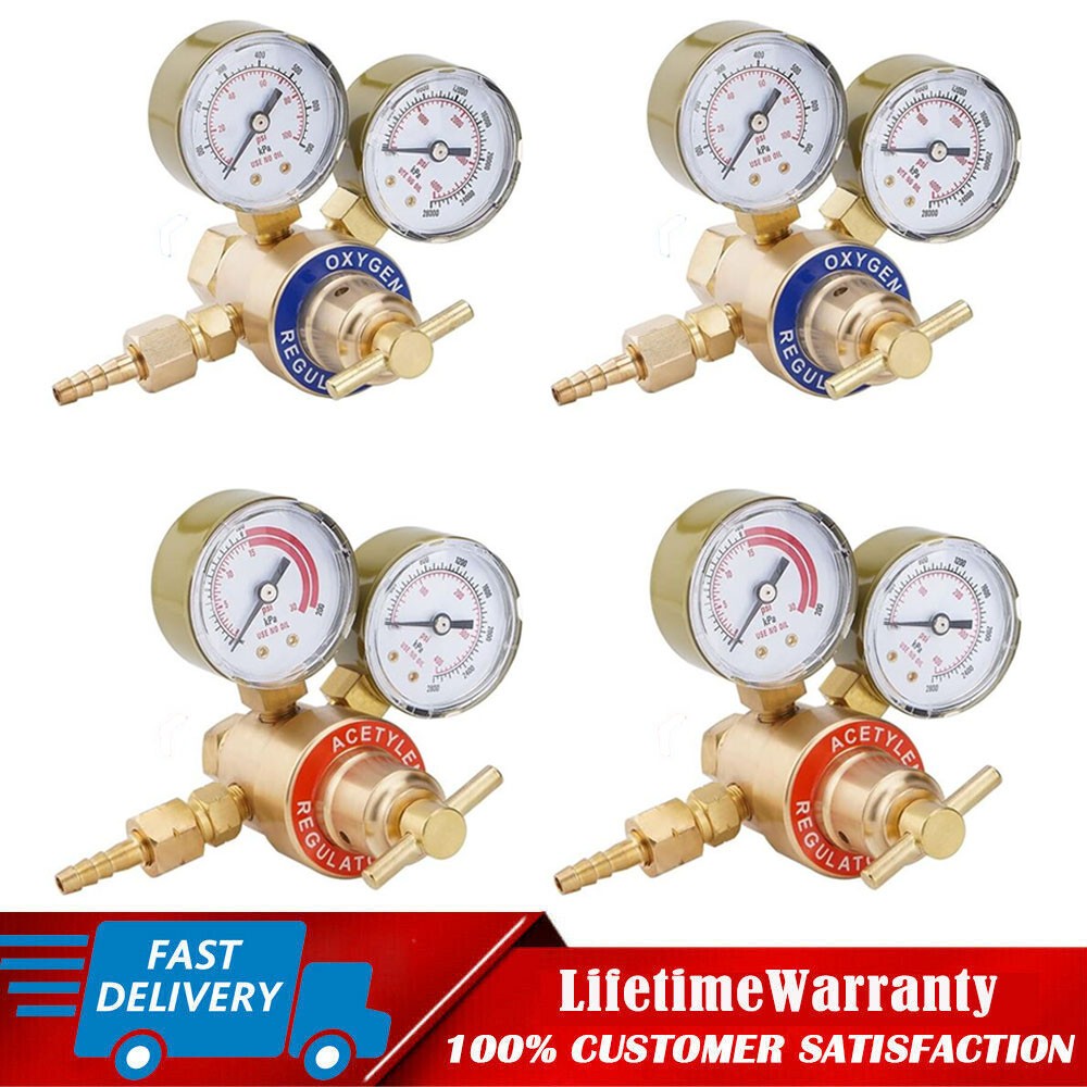Pack of 4 Oxygen and Acetylene Regulators Welding Gas Gauges CGA540 and CGA200