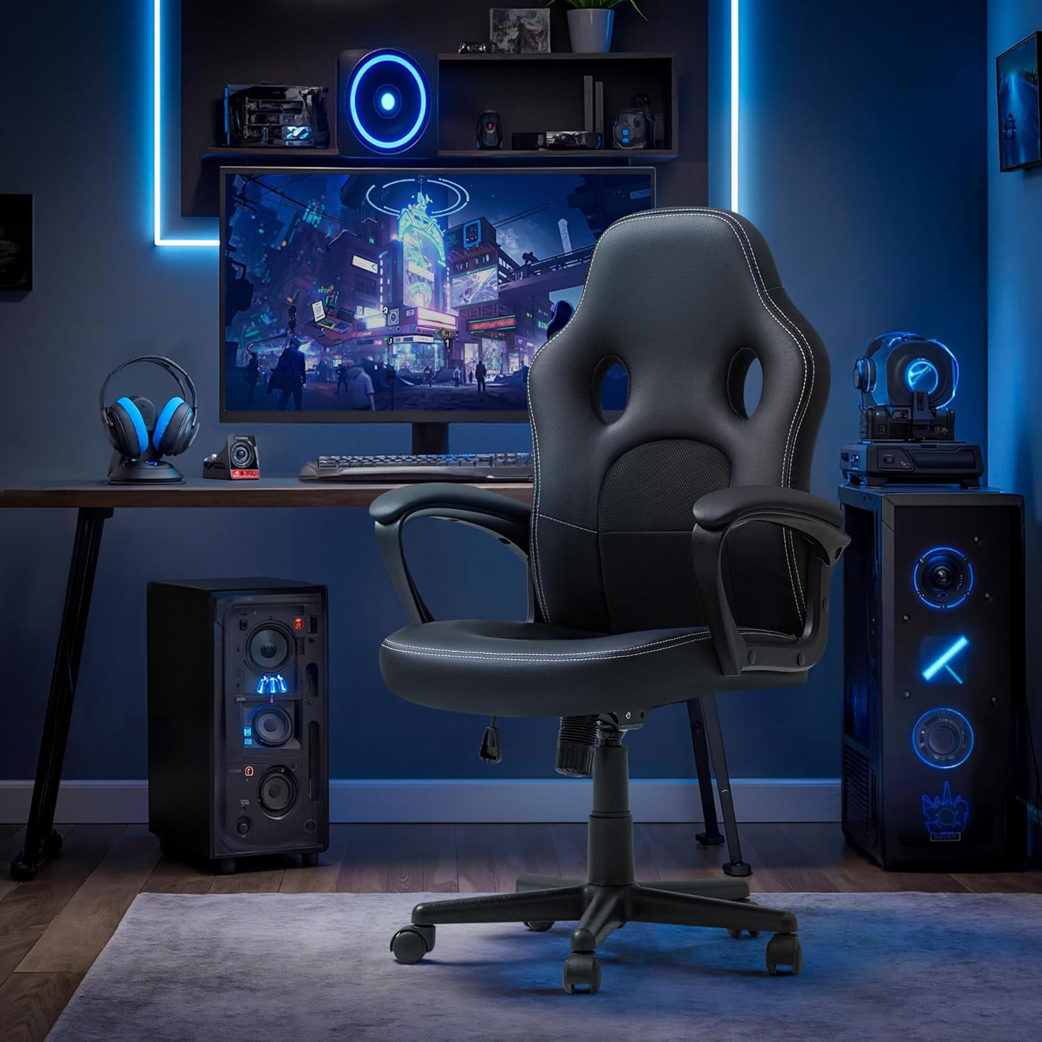 Office Gaming Chair High Back Leather Computer Chairs Ergonomic Height Adjustabl