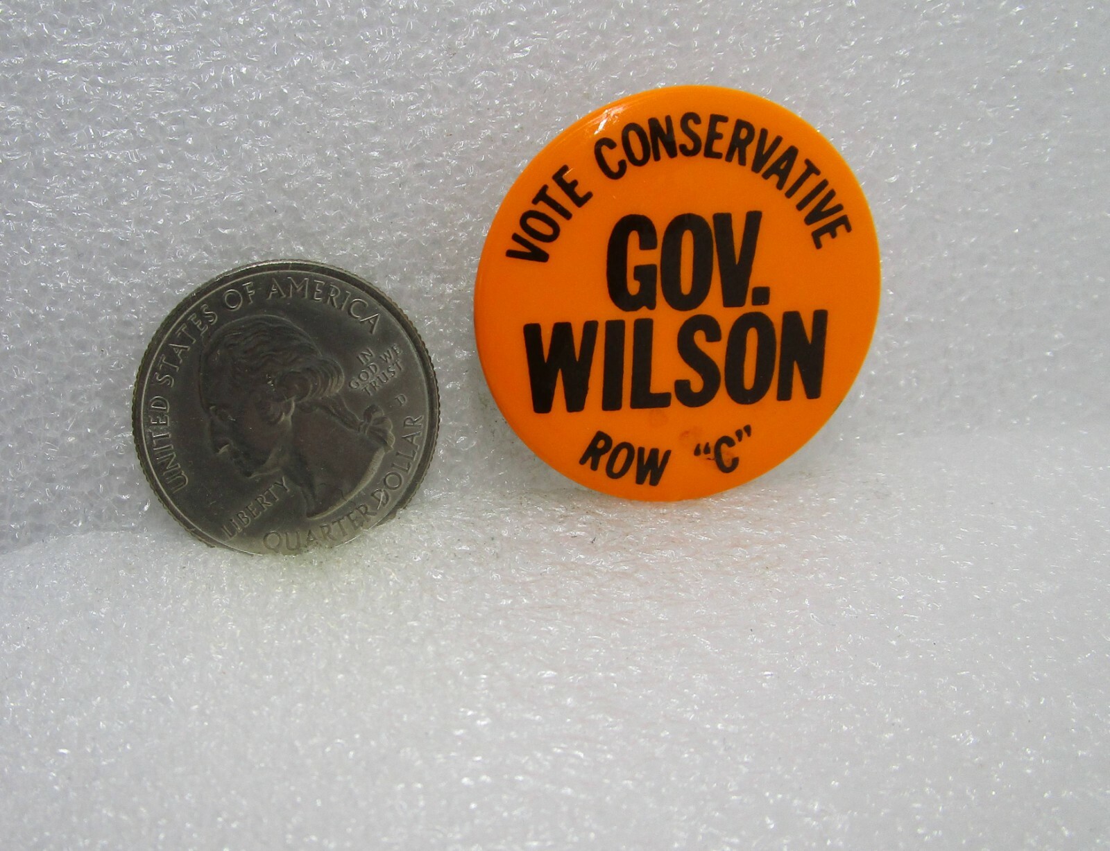 Vote Conservative Governor Malcom Wilson Row C Button Pin