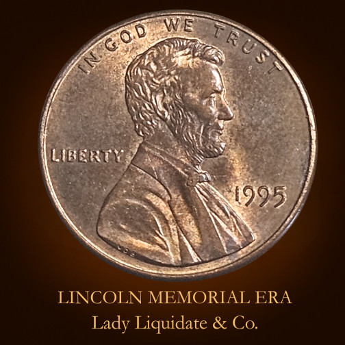 1995 Lincoln Memorial Penny – Close AM – U.S. One Cent Coin – FINGERPRINT ERROR