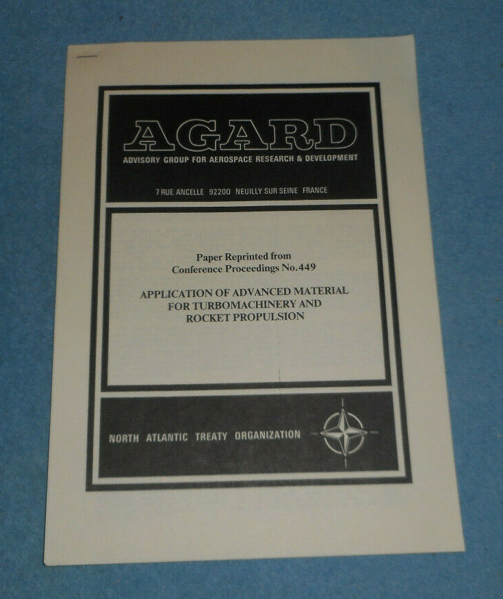 Vintage NASA Paper Thrust Chamber Thermal Barrier Coating Techniques NATO AGARD