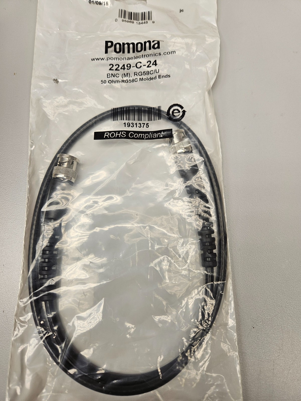 OEM Pomona Coaxial BNC to BNC RG-58C, 2249-C-24, Pomona, BNC(M)